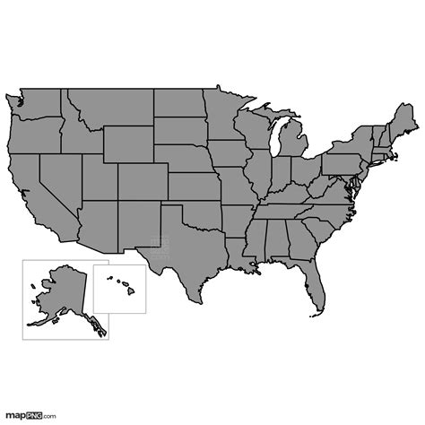 USA States Map, Grey 2