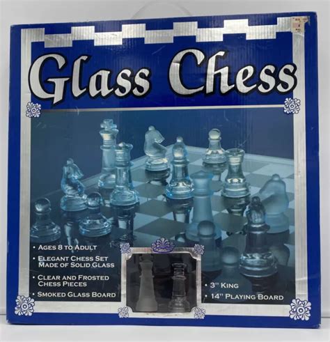 GLASS CHESS SET Limited Edition Clear&Frosted Glass 14” Smoke Glass Chess Board $24.50 - PicClick