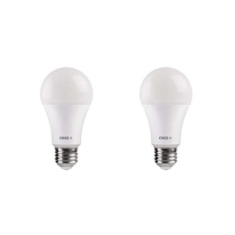 Cree 60W Equivalent Daylight (5000K) A19 Dimmable Exceptional Light Quality LED Light Bulb (2 ...