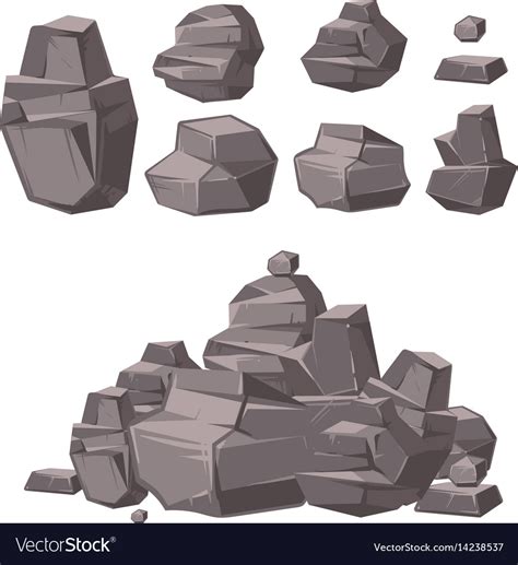 Cartoon 3d rock granite stones stack boulders Vector Image