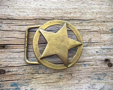 Vintage Solid Brass Belt Buckle for Men or Women Lone Star, Boyfriend Gift, Unisex Hippie Belt