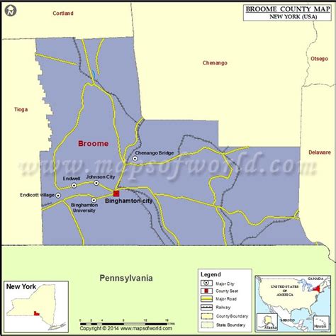 Broome County Map, Map of Broome County NY | County map, Map, County