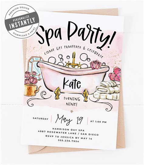 Spa Party Invitation Instant Download/pamper Party Hong Kong ...