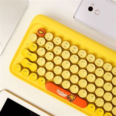 B.Duck Cartoon Theme Bluetooth Mechanical Keyboards with White LED ...