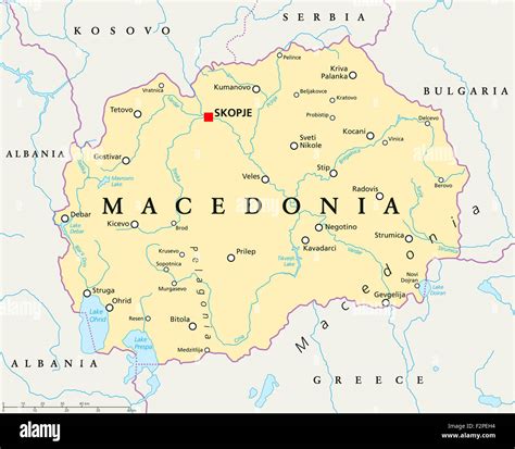 Macedonia Political Map With Capital Skopje National Borders Stock 36432 | The Best Porn Website