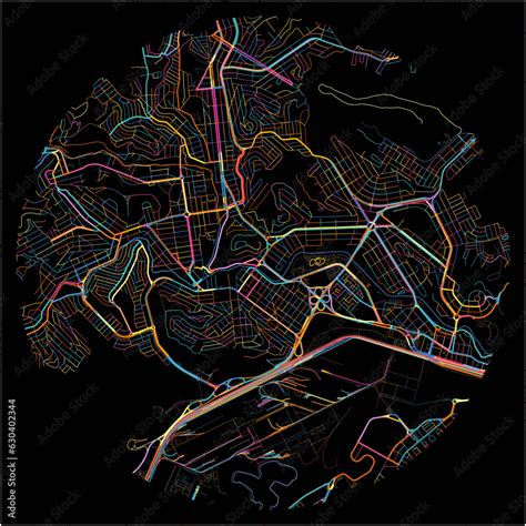 Colorful Map of Ipatinga with all major and minor roads. vector de Stock | Adobe Stock