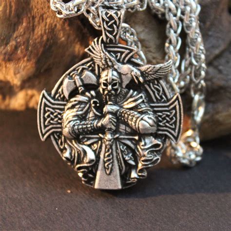 Norse Viking Odin by Helena Rosova Necklaces Heathen Cross Raven Pendant Necklace Vikings ...