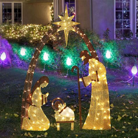 VEIKOUS 60 in. Nativity Scene Christmas Yard Decorations with LED Lights Gold - Walmart.com