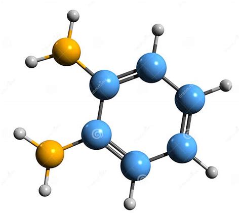 3D Image of O-Phenylenediamine Skeletal Formula Stock Illustration - Illustration of organic ...