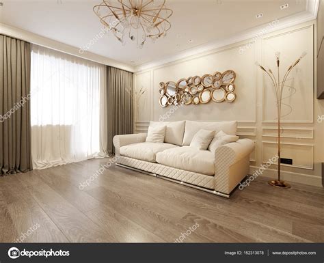 Modern Classic Beige Living Room Interior Design Stock Photo by ©svetlanafeo 152313078