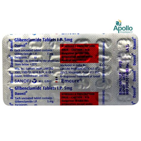 Daonil Tablet 30's Price, Uses, Side Effects, Composition - Apollo Pharmacy