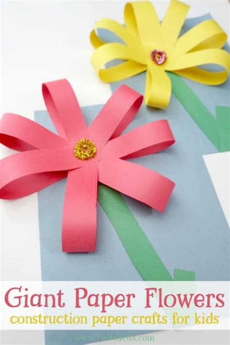 Giant Paper Flowers ~ Construction Paper Crafts for Kids - Twitchetts