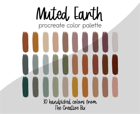 Muted Earth Tones Procreate Palette 30 colors Color Palette | Etsy