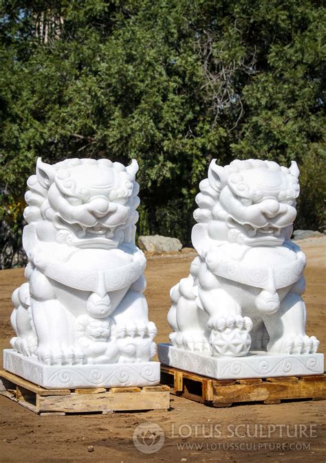 Foo Dogs, Pair of Shishi Guardian Lions with Ball in Mouth Hand Carved in Vietnam 41" (#152wm6 ...