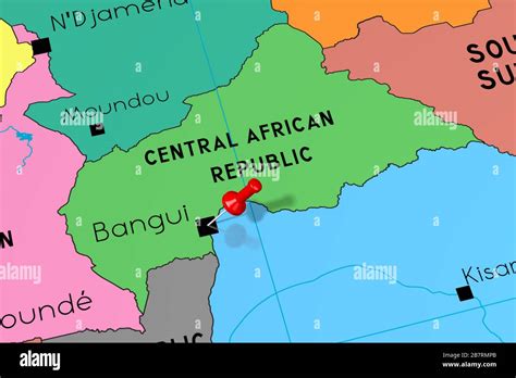 Central African Republic, Bangui - capital city, pinned on political ...