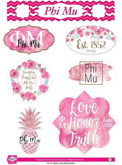 Phi Mu Water Color Stickers – SororityShop