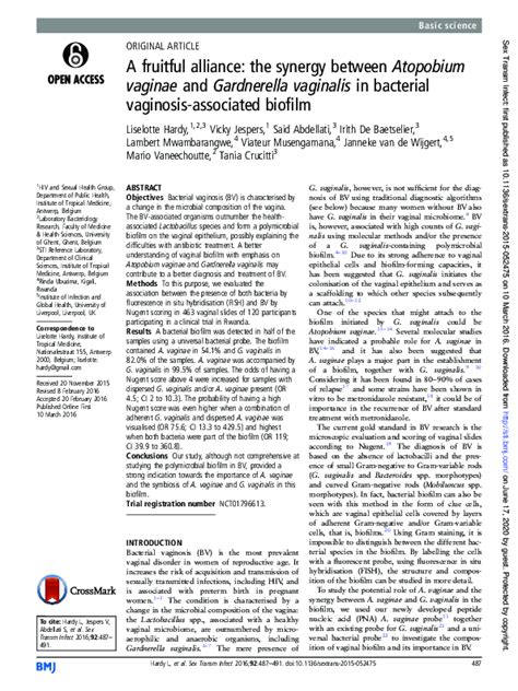 (PDF) A fruitful alliance: the synergy between Atopobium vaginae and ...