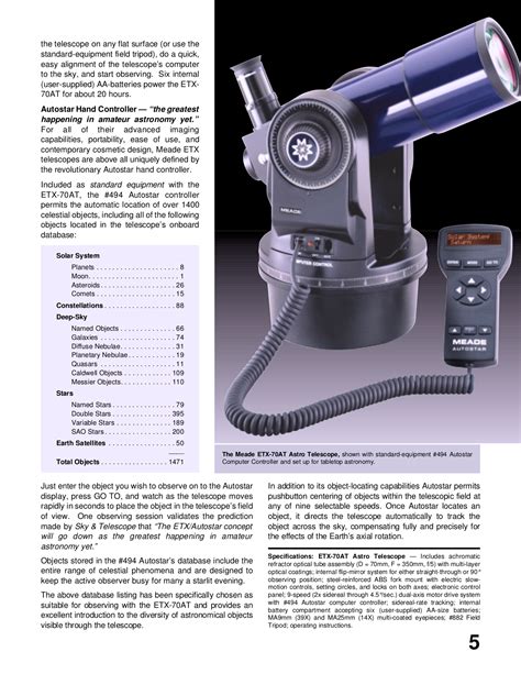 PDF manual for Meade Telescope ETX-125EC