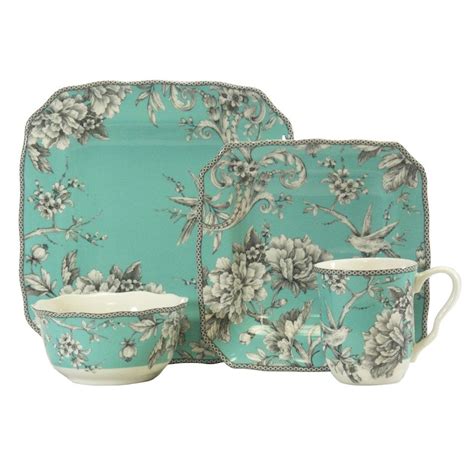 222 Fifth Adelaide Turquoise 16-pc. Square Dinnerware Set - $1... | Square dinnerware set ...