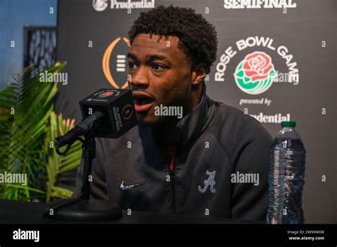 Alabama Crimson Tide quarterback Jalen Milroe during Rose Bowl media ...