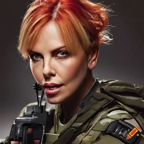 Image of charlize theron in a tactical outfit on Craiyon