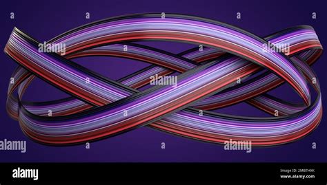 Multi-colored curved ribbon shape in blue and red tones. Blue gradient background Stock Photo ...