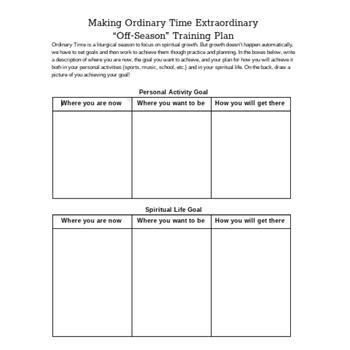 Ordinary Time Spiritual Growth Goal-Setting Worksheet by Catholic Theo ...