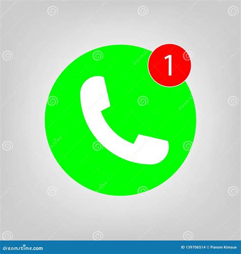 Phone Vector Icon with One Missed Call Sign, White on Green Background for Graphic Design, Logo ...