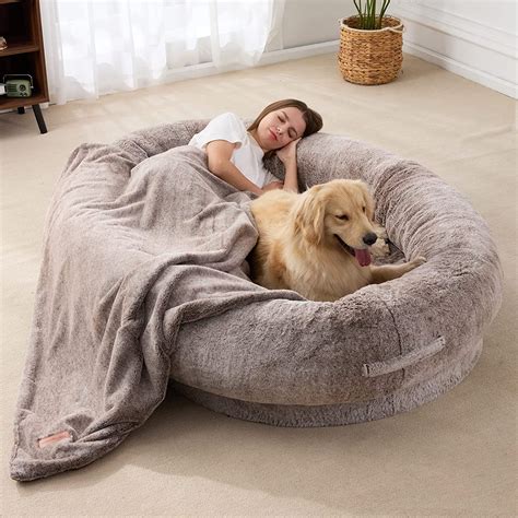 Large Human Dog Bed Bean Bag Bed for Humans Giant Beanbag Dog Bed with Blanket for People ...