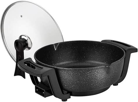 Amazon.de: Elektrische Bratpfanne/Gusseisen Elektrischer Wok/Schwarzer Multifunktionsdampfer mit ...