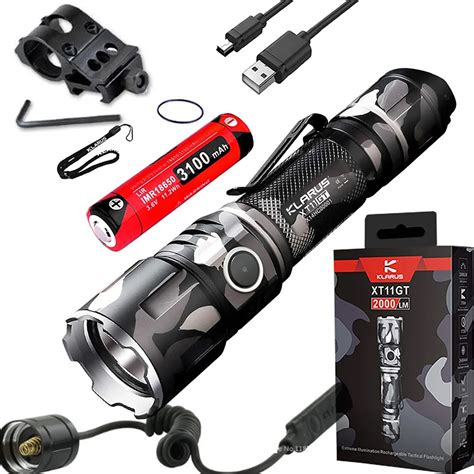 Klarus XT11GT 2000 Lumens CREE XPH35 HD E4 LED Tactical USB Rechargeable Flashlight + Battery ...