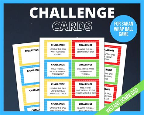 Printable Saran Wrap Ball Game Challenge Cards Plastic Wrap - Etsy New Zealand in 2022 | Saran ...