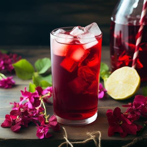 Premium AI Image | Delicious hibiscus iced tea on table