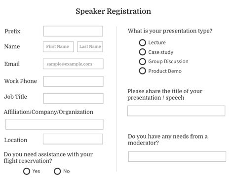 Event Registration Form Template for Speakers - Whova
