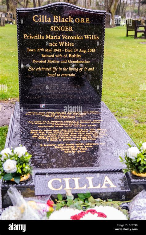 Gravestone of Cilla Black, Liverpool Singer and TV Star , in Allerton Cemetery, Liverpool, UK ...