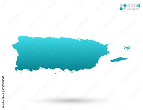 Vector blue gradient of Puerto Rico map on white background. Organized in layers for easy ...