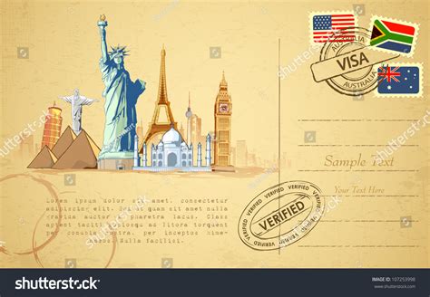 Illustration World Famous Monument On Travel Stock Vector 107253998 ...