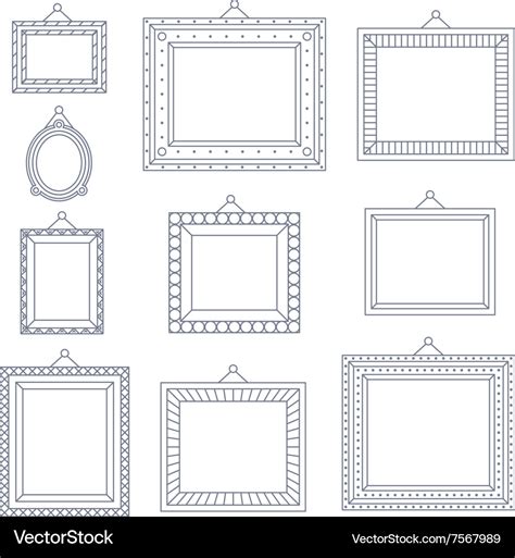 Line art frame photo picture painting decoration Vector Image