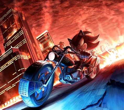 1080P free download | Sonic, city, fire, motorcycle, shadow, the hedgehog, HD wallpaper | Peakpx