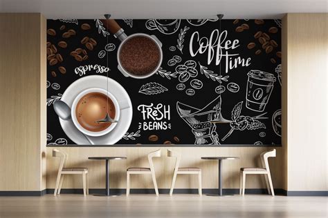 Stylish Coffee Shop Wallpaper, French Style Cafe Mural, Elegant Customizable Cafe Poster - Etsy