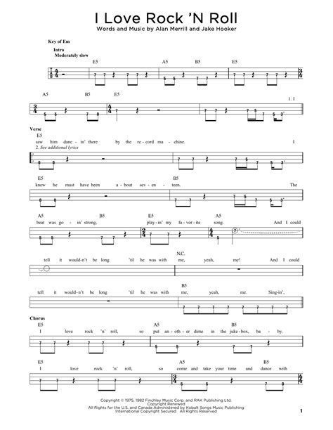 I Love Rock 'N Roll Sheet Music | Joan Jett & The Blackhearts | Easy ...