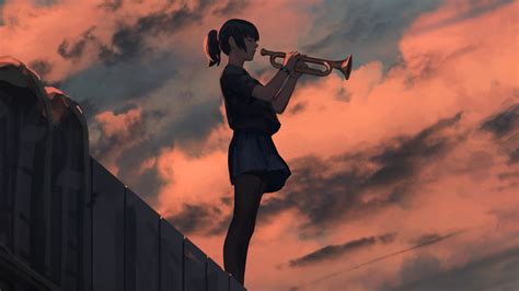 Anime Girl Playing Trombone Wallpaper,HD Anime Wallpapers,4k Wallpapers,Images,Backgrounds ...