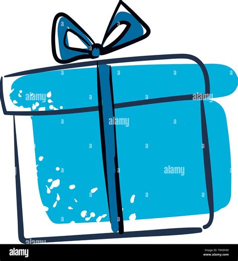 Clipart of a blue gift box tied with blue ribbon and topped with a decorative bow vector color ...