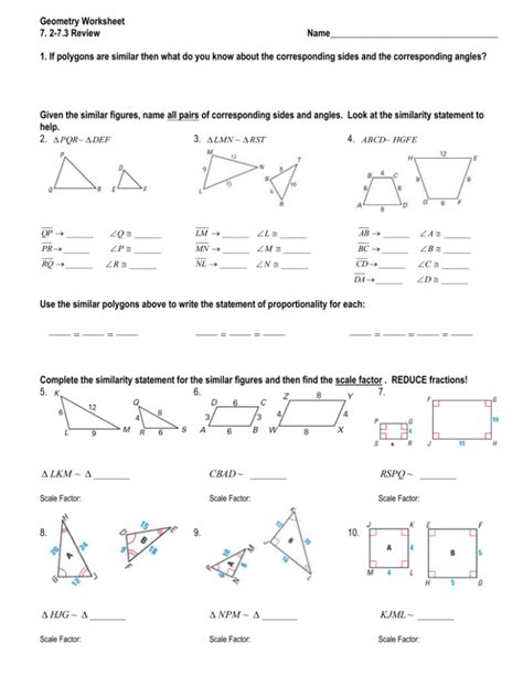 Geometry Worksheet