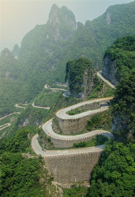 Tianmen Shan Big Gate Road at Tianmen Mountain Stock Photo - Image of ...