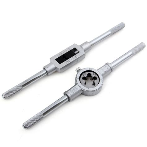 20PCS Tap and Die Set Metric Hardware Tool Combination with Adjustable Tap Wrench (SILVER) - Yoibo