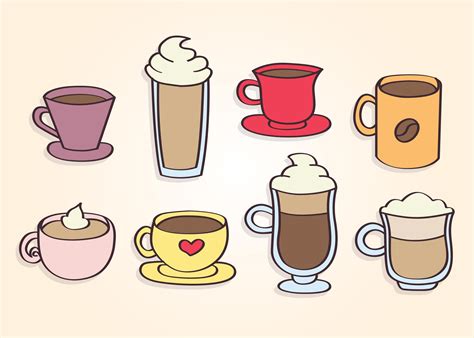 Vector de copos de café desenhados à mão - Download Vetores e Gráficos ...