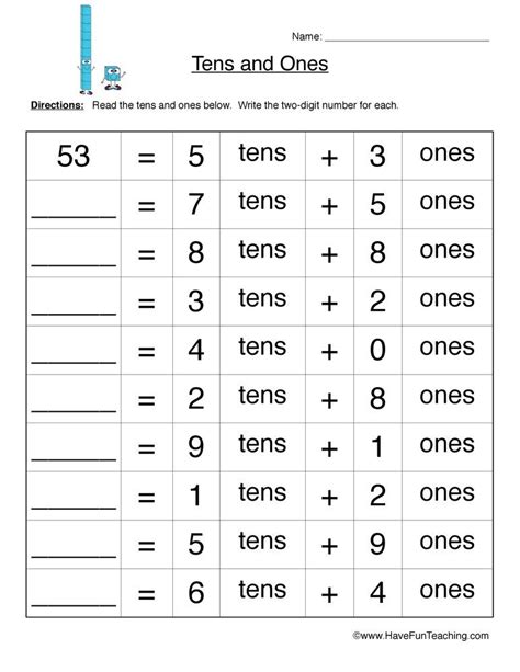 Tens And Ones Worksheets, Place Value Worksheets, Kindergarten Math Worksheets, Reading ...