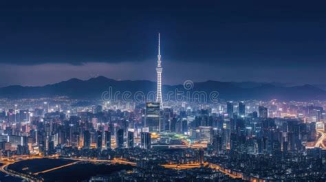 Skyline of Seoul city stock illustration. Illustration of landscape ...