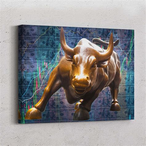 Charging Bull Canvas Art / Wall Street Bull Wall Art Art for Traders ...